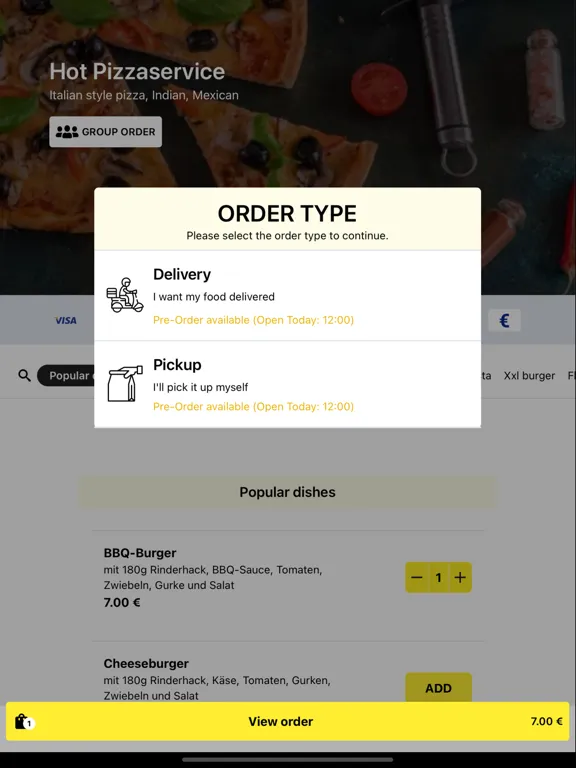 Ảnh chụp màn hình của Hot Pizzaservice iPad 