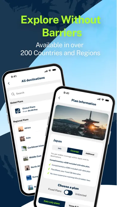 Tangkapan skrin FlexiRoam eSIM & Data Plans