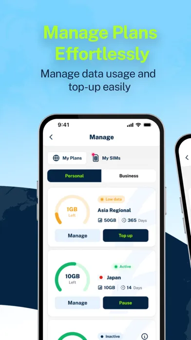Tangkapan skrin FlexiRoam eSIM & Data Plans