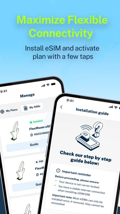 Tangkapan skrin FlexiRoam eSIM & Data Plans