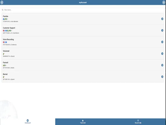 Flextel - myAccount iPad  Screenshots