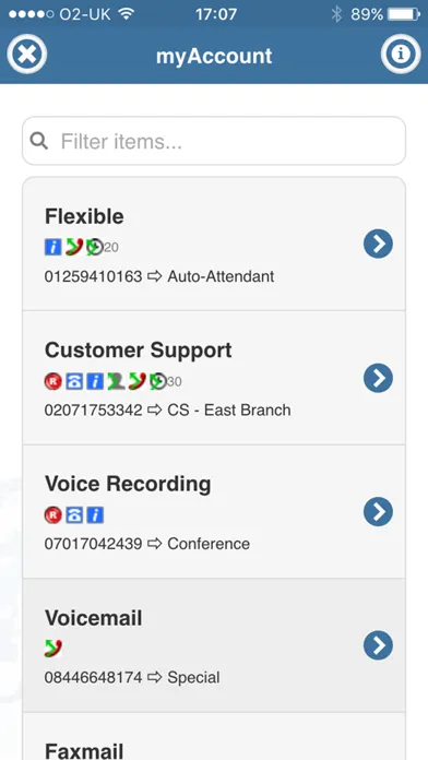 Flextel - myAccount Screenshots