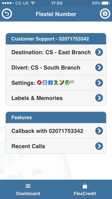 Flextel - myAccount Screenshots