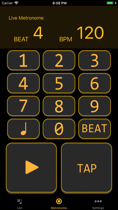 Capturas de tela do Live Metronome