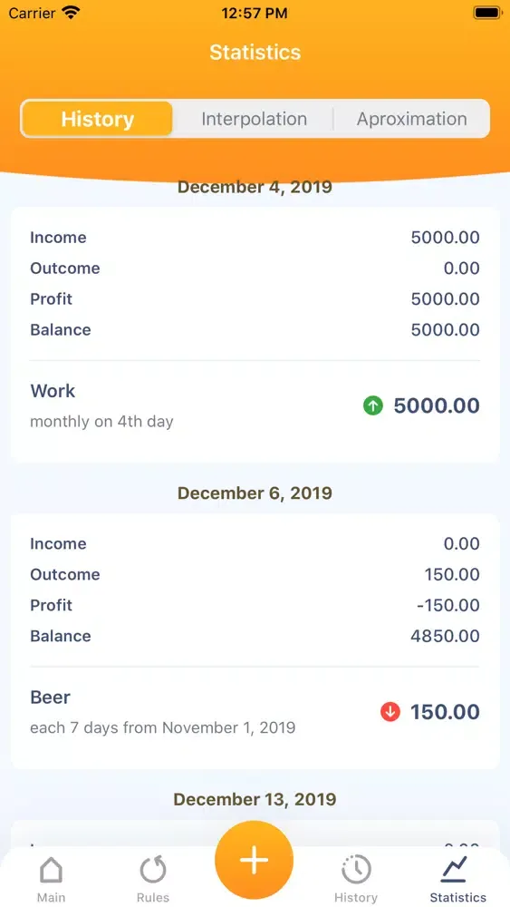 Capturas de tela do My Money Widget