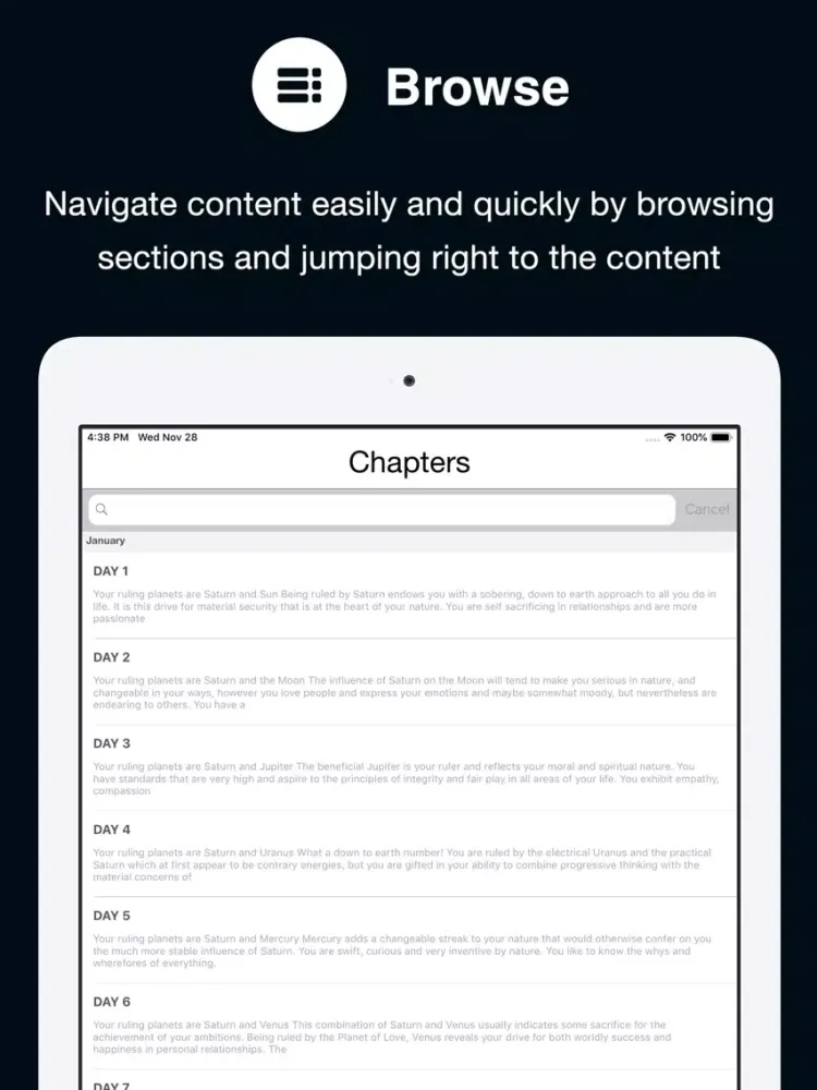 Ảnh chụp màn hình của Astrology Deluxe iPad 