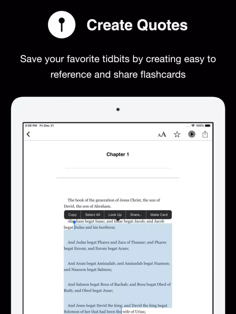 Capturas de pantalla de Bible KJV New Testament iPad 