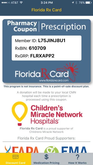 Ảnh chụp màn hình của Florida Rx Card