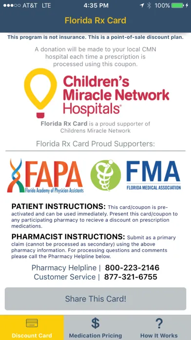 Ảnh chụp màn hình của Florida Rx Card