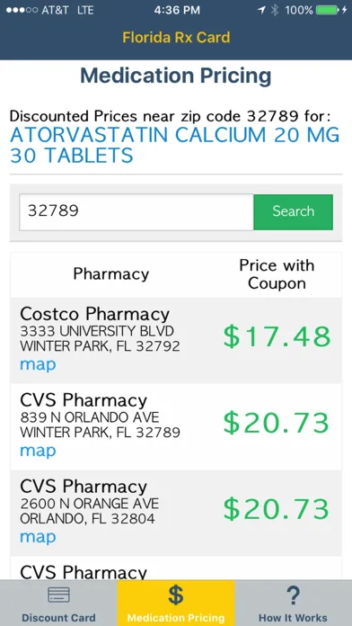 Ảnh chụp màn hình của Florida Rx Card