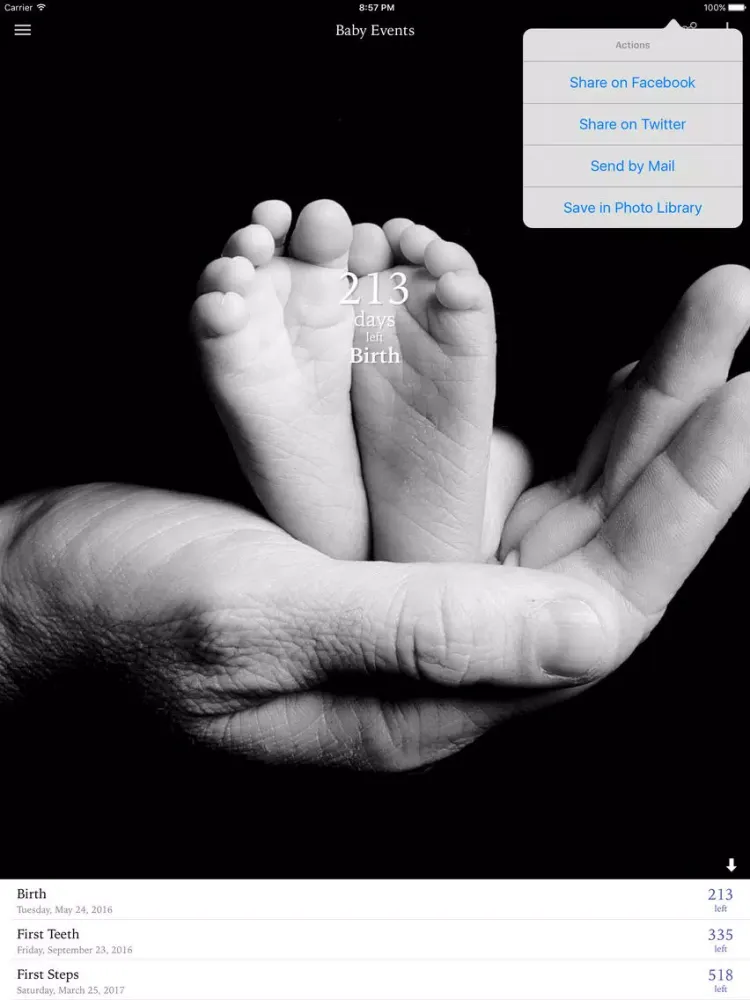 Baby Events - Count the days to your pregnancy's milestones iPad  स्क्रीनशॉट