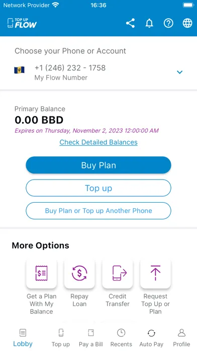 ภาพหน้าจอของ Topup Flow