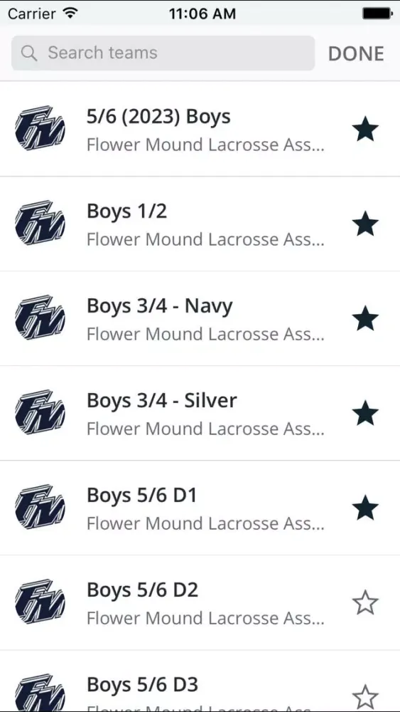 Capturas de tela do Flower Mound Lacrosse