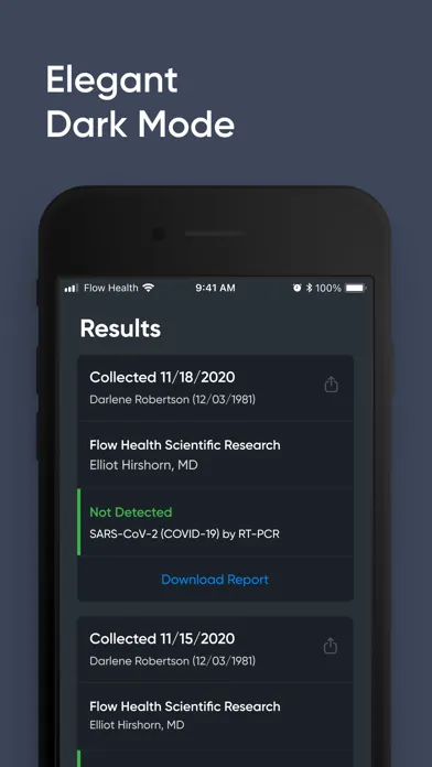 Tangkapan layar Flow Health Patient Portal