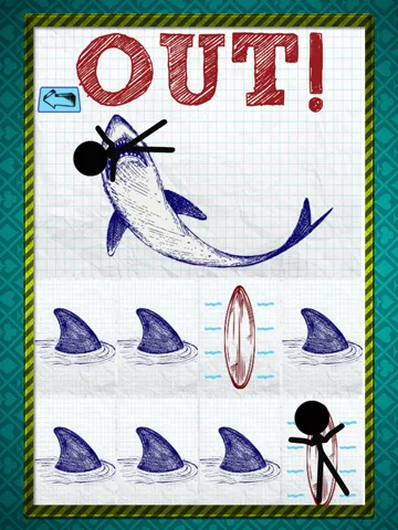 Stick-man Doodle Steps: Dont Step on The Shark Fins iPad Screenshots