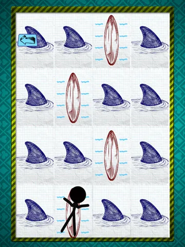 Stick-man Doodle Steps: Dont Step on The Shark Fins iPad Screenshots