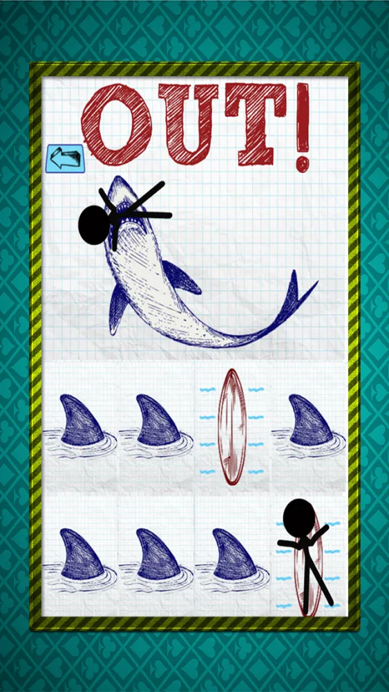 Stick-man Doodle Steps: Dont Step on The Shark Fins Screenshots