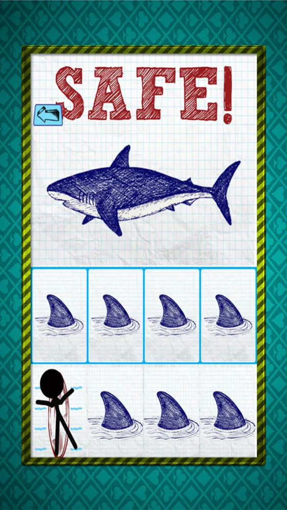 Stick-man Doodle Steps: Dont Step on The Shark Fins Screenshots