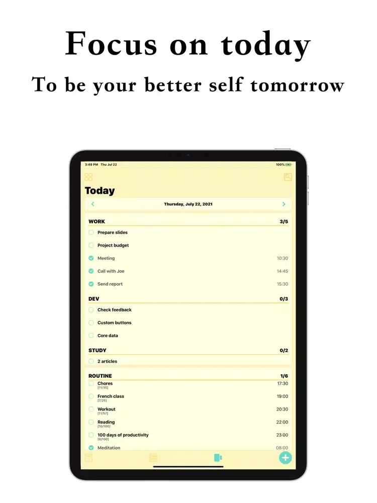 Today Do: To-do & Routine iPad 應用截圖