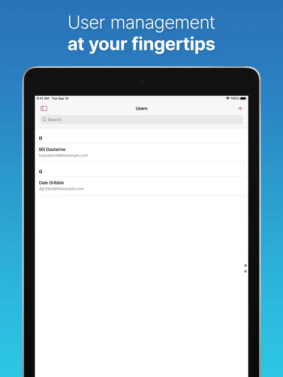 Ảnh chụp màn hình của FluentStream Admin iPad