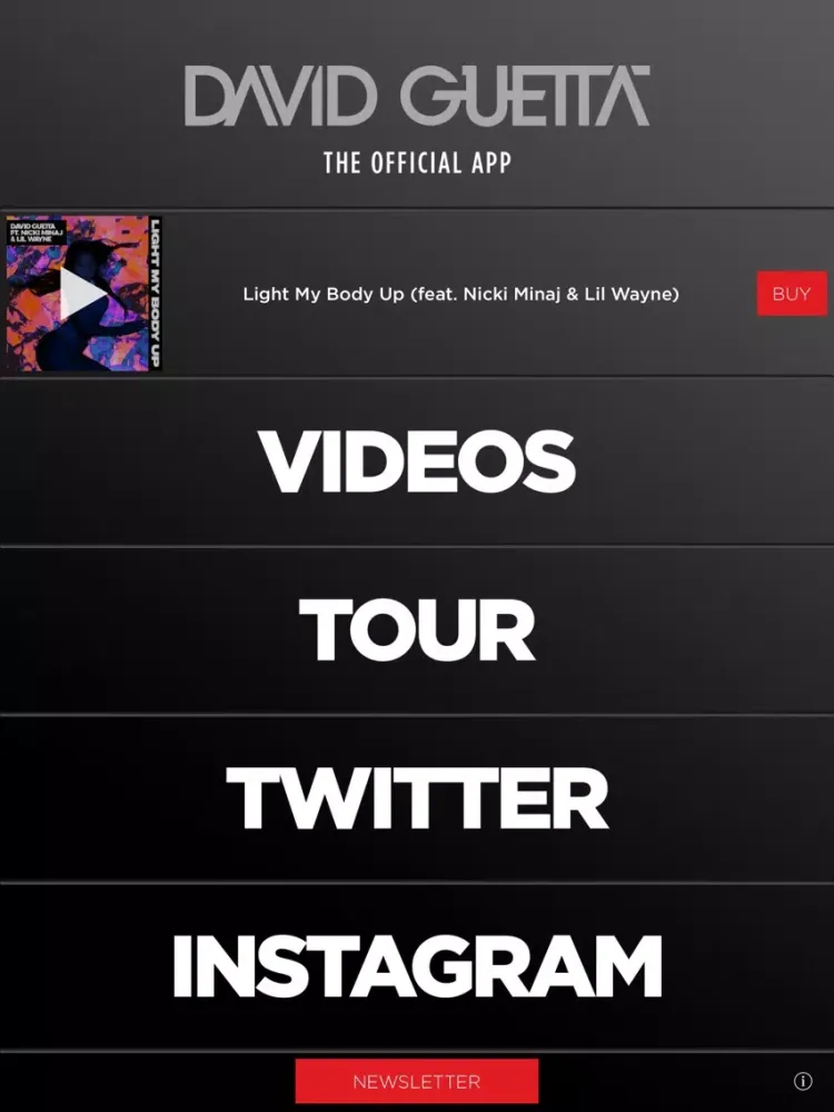 Ảnh chụp màn hình của David Guetta Official App iPad 