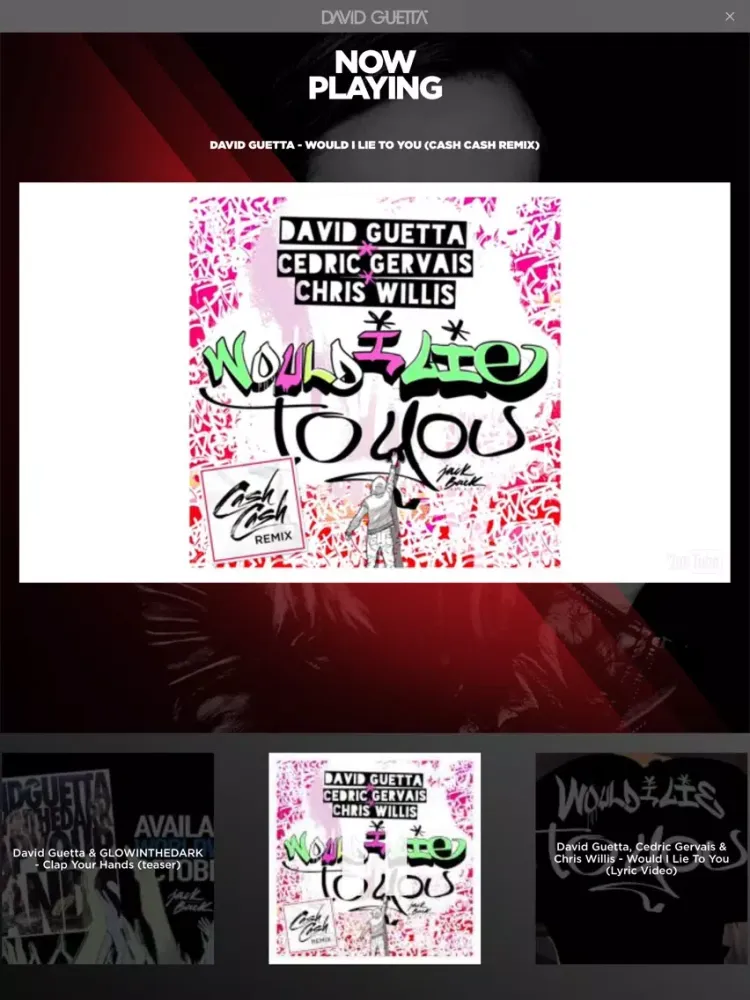 Ảnh chụp màn hình của David Guetta Official App iPad 