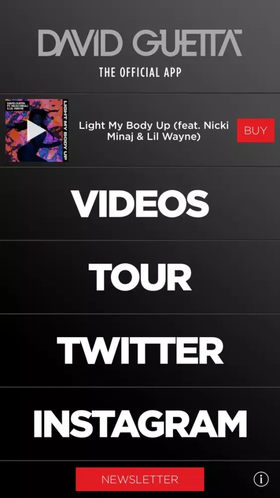 Ảnh chụp màn hình của David Guetta Official App