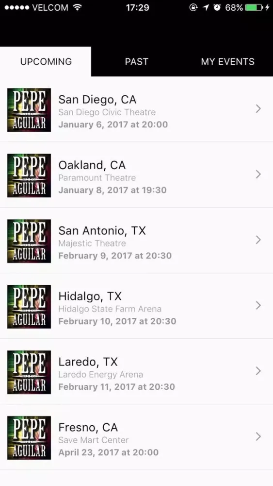 Capturas de tela do Pepe Aguilar App