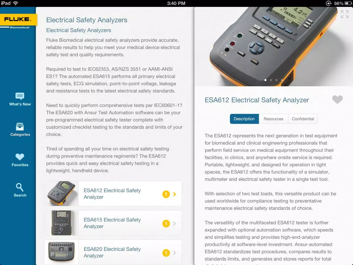 Fluke Biomedical Test Equipment Information Center iPad  স্ক্রিনশট