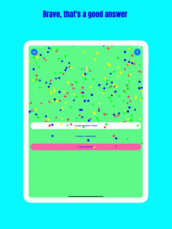 Tangkapan layar Kids quizzes, podcast FluoKids iPad 