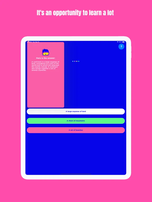 Tangkapan layar Kids quizzes, podcast FluoKids iPad 