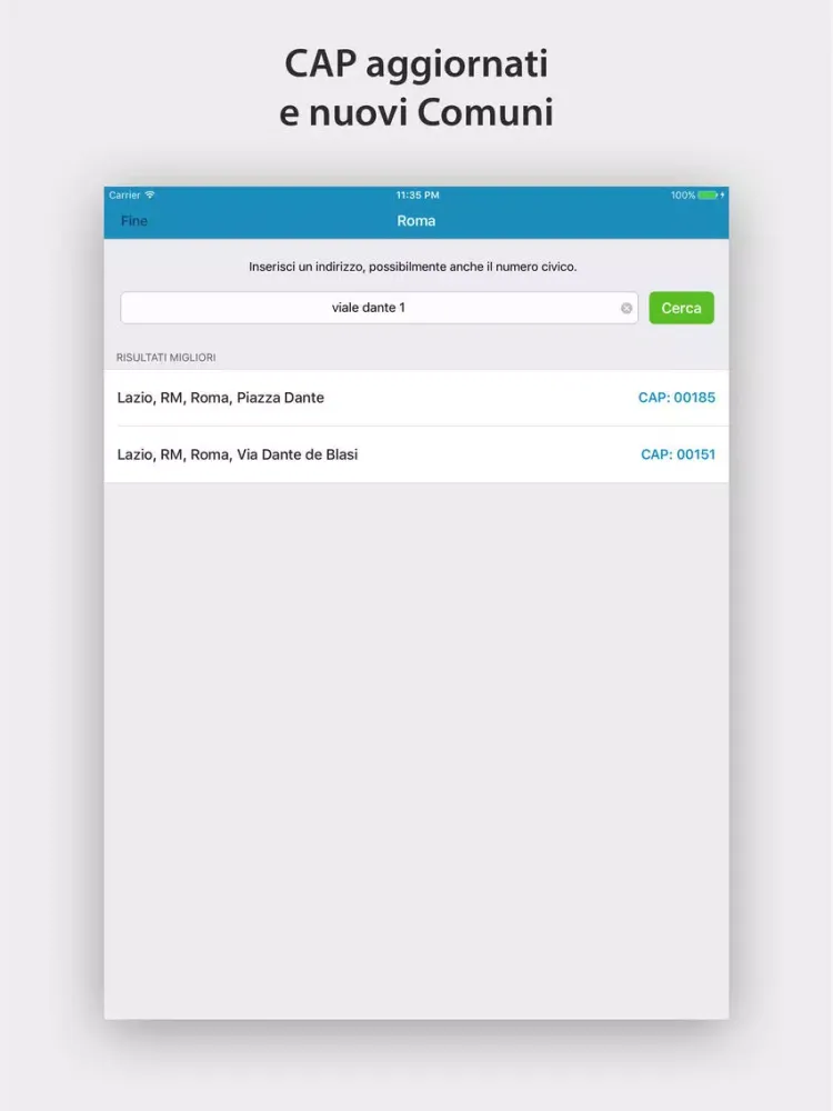 Cap,Prefissi e Comuni d'Italia iPad  Screenshots