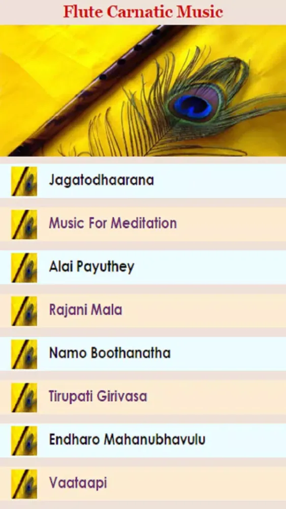 Tangkapan skrin Flute Carnatic Songs