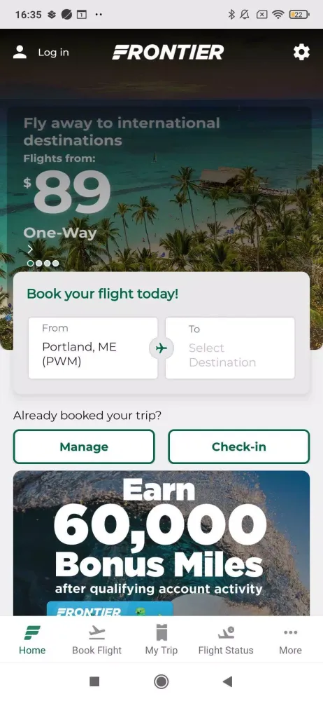 Frontier Airlines سکرین شاٹس