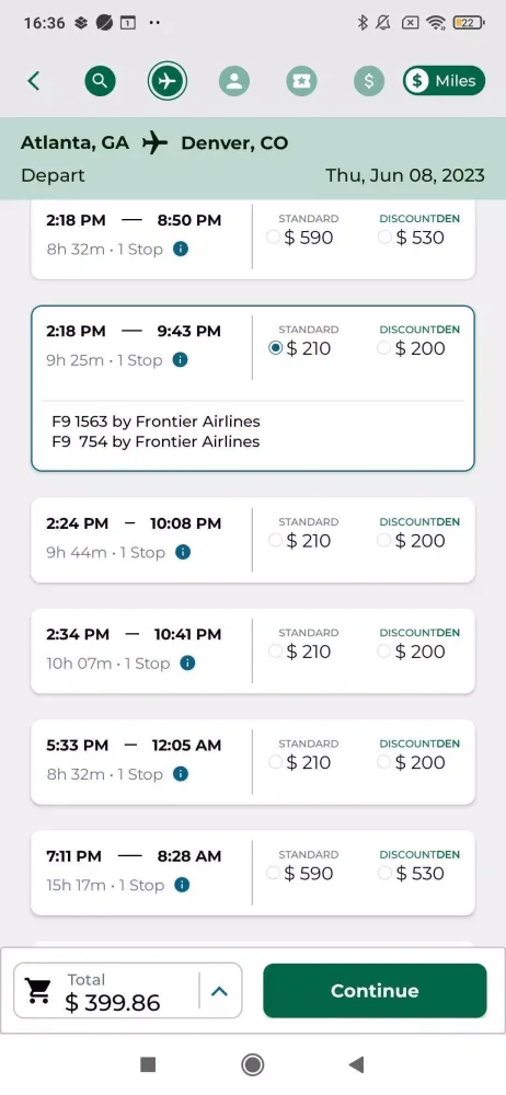 Frontier Airlines سکرین شاٹس