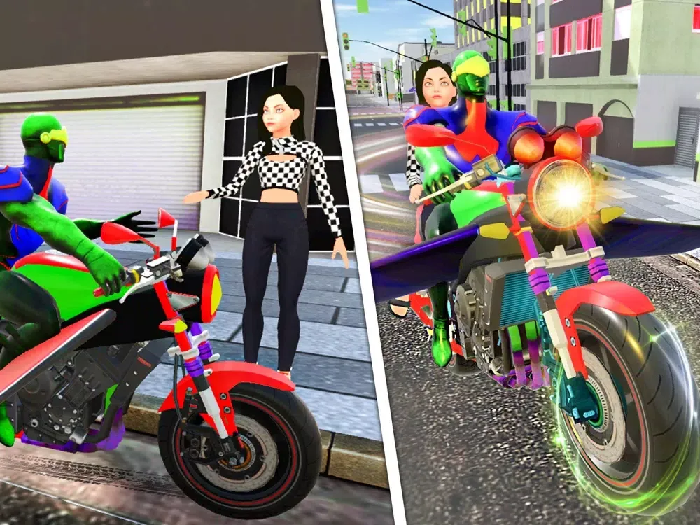 Tangkapan layar Flying Bike Spider Hero Game iPad 