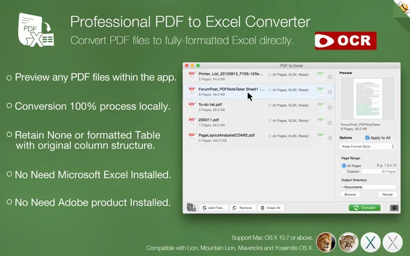 PDF to Excel OCR Converter Pro Screenshots