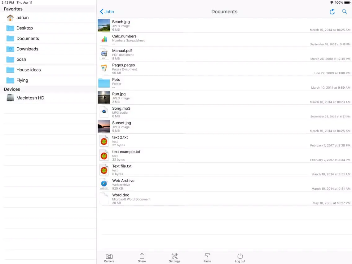 Presence: file access for Mac iPad  Ekran Görüntüleri