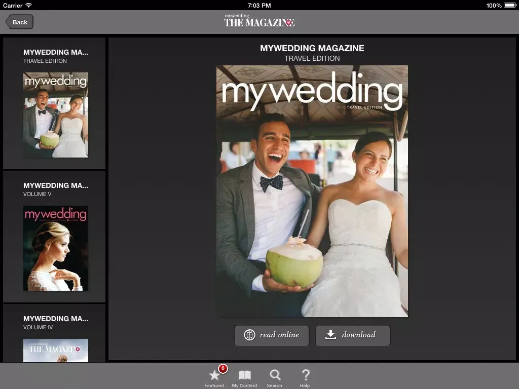 Tangkapan skrin mywedding The Magazine iPad 