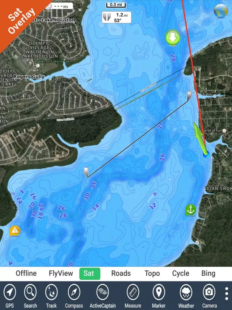 تصاویر Lake Houston Texas HD GPS fishing map offline iPad 