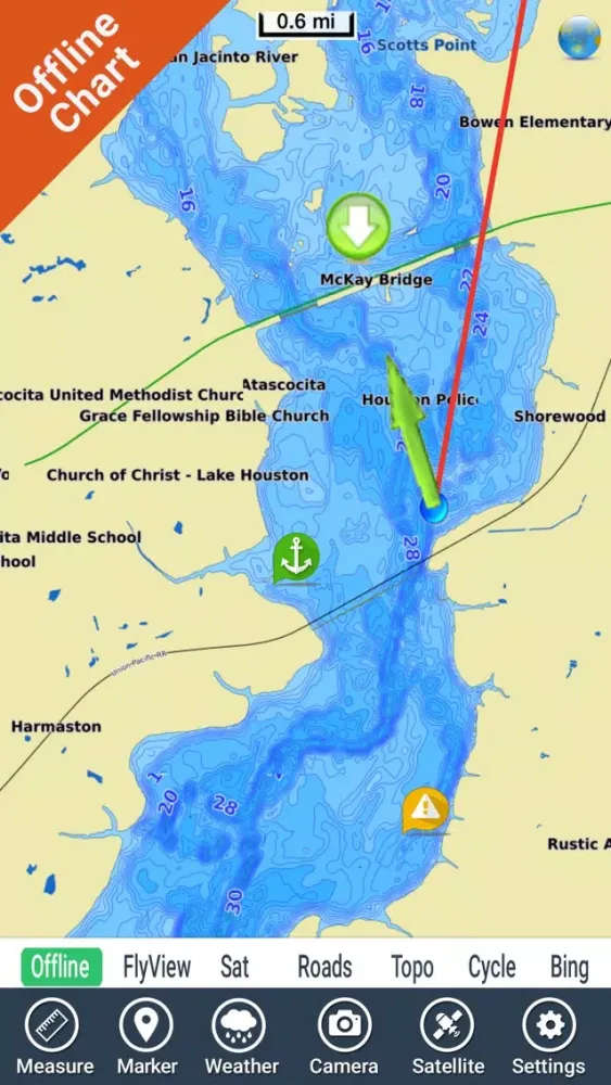تصاویر Lake Houston Texas HD GPS fishing map offline