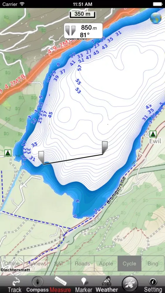Tangkapan layar Lake : Lungern - Sarnen GPS Map Navigator