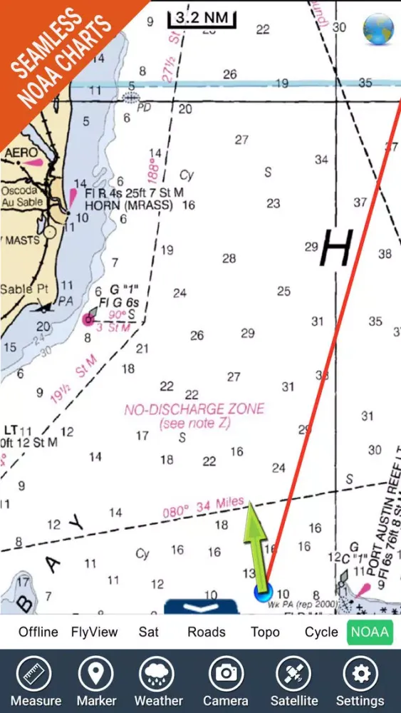 Tangkapan layar Saginaw Bay Michigan GPS chart Navigator