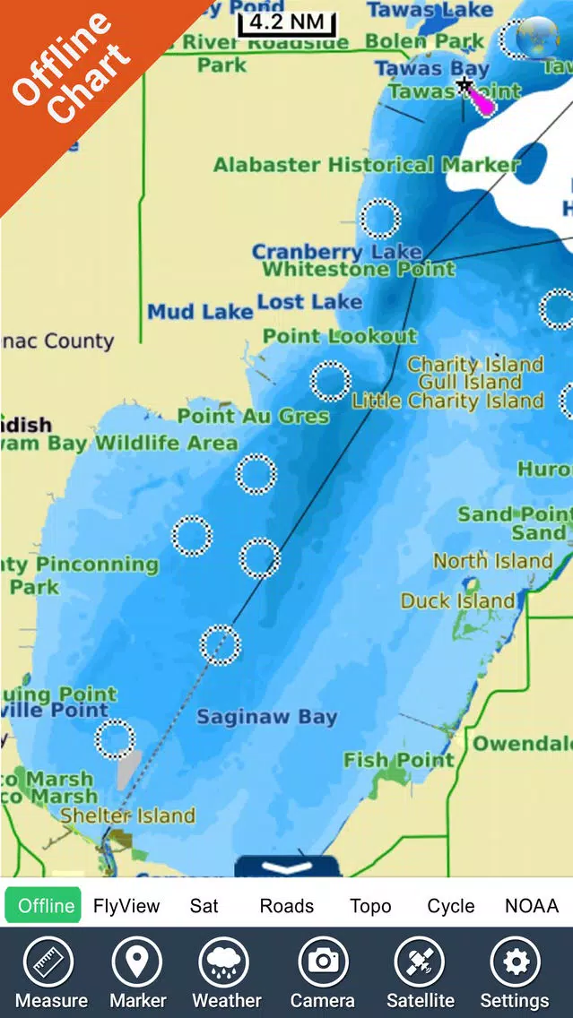 Saginaw Bay Michigan GPS chart Navigator Ekran Görüntüleri