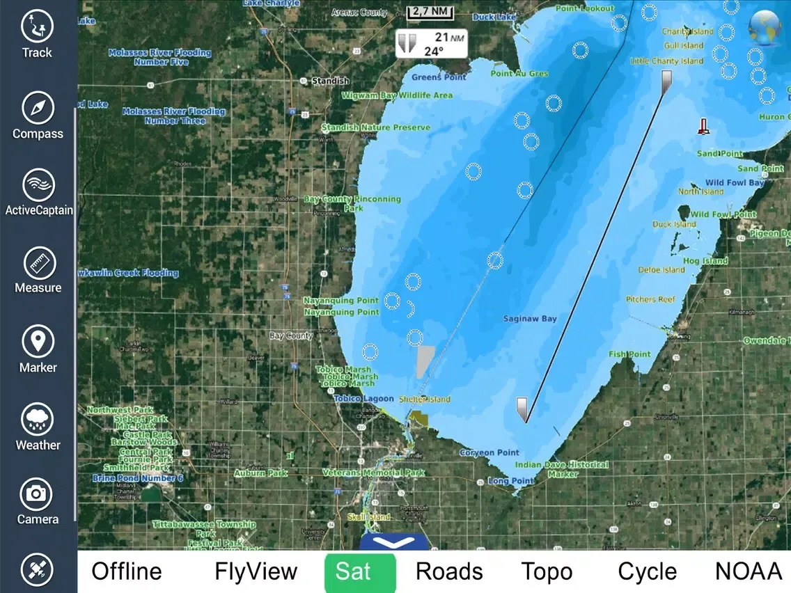 Saginaw Bay Michigan HD GPS chart Navigator iPad  Ekran Görüntüleri