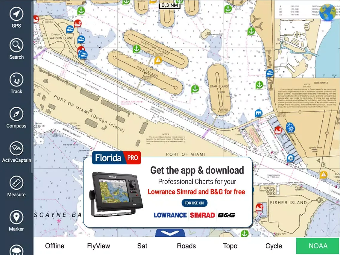 Zrzuty ekranu Florida Professional Chart GPS Lowrance Simrad B&G iPad 
