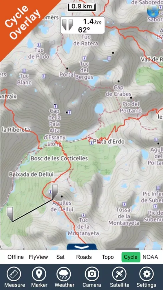 Tangkapan skrin Aiguestortes i Estany de Sant Maurici NP GPS chart