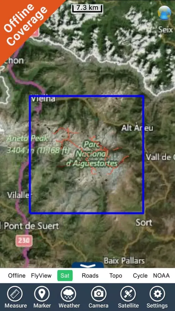 Tangkapan skrin Aiguestortes i Estany de Sant Maurici NP GPS chart