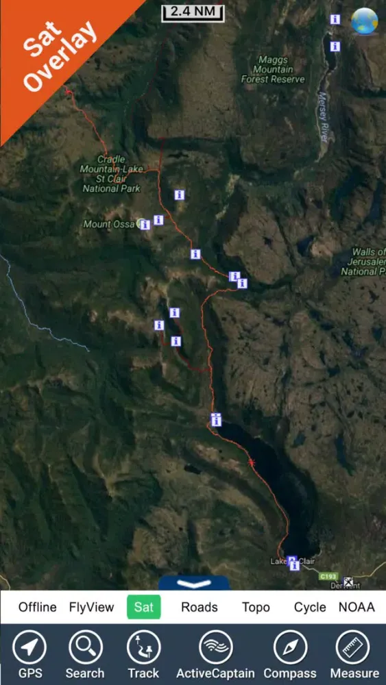 صور Cradle Mountain-Lake St Clair NP GPS outdoor map