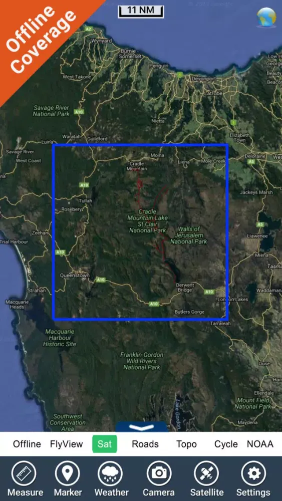 صور Cradle Mountain-Lake St Clair NP GPS outdoor map